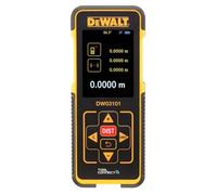 DeWalt Télémètre Laser - Plage de Mesure Jusqu'à 100 m - Déviation Max 3 mm pour 100 m - 3 Fonctions - Affichage Métrique ou Anglais - 2 Piles AAA - DW03101-XJ