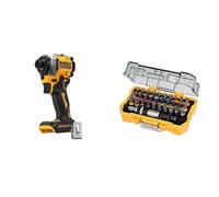 Dewalt - Visseuse à choc XR 18V Brushless (Produit seul) - DCF850N-XJ & Coffret de 32 Embouts de Vissage de 25mm Robustes et Précis - Assortiment de 32 Embouts de Vissage avec Porte