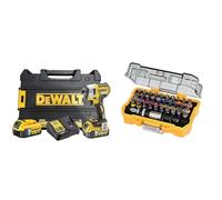 DEWALT - Visseuse à Chocs Brushless XR 18V Li-Ion 5Ah - DCF887P2-QW & Coffret de 32 Embouts de Vissage de 25mm Robustes et Précis - DT7969-QZ - Assortiment de 32 Embouts de Vissage