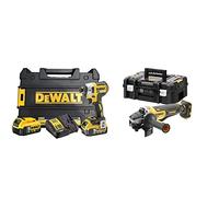 DEWALT - Visseuse à Chocs Brushless XR 18V Li-Ion 5Ah - DCF887P2-QW - Visseuse Électrique sans Fil avec Coffret TSTAK - 400W & Meuleuse Brushless XR 18V 5Ah Li-Ion - Poignée Latérale et Coffret TSTAK
