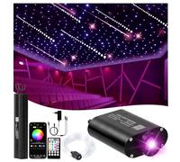 DEWEL Bluetooth 16 W RGBW LED Fibre Optique Lumière Étoile Kit 300pcsx 0,75 mm x 2 m/Meteor 3W blanc 120pcs x 1,0 mm x 2 m Fibre Optique Télécommande 28 Touches pour Bar/Café/Fête/Maison/Voiture