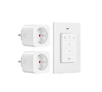 DEWENWILS 2 Prises Telecommandes et 1 Interrupteur Mural Amovible, Portée de 30m, 16A/3680W, Prise EU Type E/F, Blanc