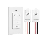 DEWENWILS Kit d'interrupteur d'éclairage sans fil - 2 récepteurs + 1 émetteur mural amovible - portée de 30m - Kit Interrupteur RF