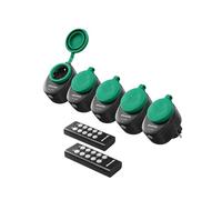 DEWENWILS Lot de 5 prises télécommandées avec télécommande extérieure, 16 A, 3680 W, IP44, pour décoration de vacances, portée de 30 m, noir
