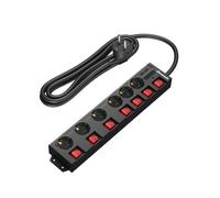 DEWENWILS Multiprise 16A/3680W - 6 Prises - Câble 3M - Noir - 7 Interrupteurs Individuels