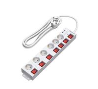 DEWENWILS Multiprise 3680W/16A - 6 prises et 2 ports USB - câble 3m - blanc - interrupteurs individuels