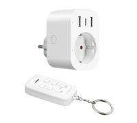 DEWENWILS Multiprise 4 en 1 avec USB, prise sans fil avec télécommande, prise et USB commutable individuellement, indicateur LED, portée de 30 m, 3680 W pour salon, bureau, couleur blanc