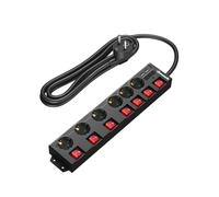 DEWENWILS Multiprise avec 6 Prises & 2 USB & 7 Interrupteurs Individuel, 3680W Max, Montage Mural, Sécurité Enfants, Rallonge Multiprise Parafoudre et Surtension avec Câble 3M, Noir