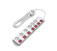 DEWENWILS Multiprise avec 6 Prises & 2 USB & 7 Interrupteurs Individuel, 3680W Max, Montage Mural, Sécurité Enfants, Rallonge Multiprise Parafoudre et Surtension avec Câble 3M, Blanc