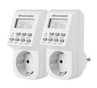 DEWENWILS Prise minuterie Digitale, minuterie Digitale avec 20 programmes de Commutation configurables, écran LCD, pour Lampes, Machine à café, 2 Packs (16A / 3680W)