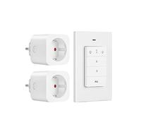 DEWENWILS Prise Telecommande sans Fil avec 2 Prises et 1 Interrupteur Mural Amovible, 30 m de Distance de Contrôle en Zone Ouverte, 16A/3680W, Prise Commandée Programmable et Extensible, Blanc