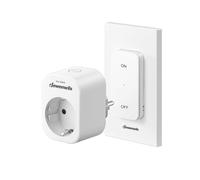 DEWENWILS Prise Télécommande sans Fil + Interrupteur Mural Amovible, 16A 3680W, Portée de 30M, Pile Incluse, Mini Prise Commandée
