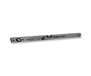 DEWEPRO® Niveau à bulle magnétique 100 cm en aluminium - 2 fioles - Aimants puissants à l'intérieur - Niveau à bulle magnétique précis de 2 m de long, robuste, argenté anodisé