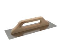 DEWEPRO® Platoir Suisse - Truelle lisseuse Suisse - Platoir à Enduit - Truelle de Lissage - Acier inoxydable 380x130 mm - Avec Manche en Bois