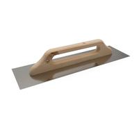 DEWEPRO® Platoir Suisse - Truelle lisseuse Suisse - Platoir à Enduit - Truelle de Lissage - Acier inoxydable 480x130 mm - Avec Manche en Bois