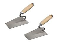 DEWEPRO Set 2 Truelles Tiroliennes 180x120x80mm - Truelles Italiennes avec Col de Cygne - Lame Acier Trempé Affûtée - Manche Bois Ergonomique - Outil Professionnel pour Mortier et Plâtre