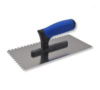 DEWEPRO Truelle crantée - platoir Dentelle - Truelle lisseuse crantée - Acier Inoxydable 270 x 130 mm - Denture : 6x6 mm - Manche de Haute Qualité à 2 Composants