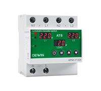 DEWIN Commutateur de Transfert Automatique, Commutateur de Transfert Automatique Double Alimentation Rail DIN ATS avec Protection Contre Les Surintensités/Sous-intensités 63A AC 220V