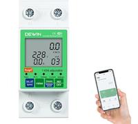 DeWin Compteur Intelligent, Compteur d'énergie Intelligent Compteur électrique WiFi Minuterie Interrupteur avec Protection Contre Les Surtensions et Les sous-tensions 2P 63A AC 80-300V