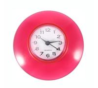 DeWin Horloge Murale, Mini Mignon Salle de Bains Cuisine Miroir Aspiration Horloge Murale Douche étanche Quartz Horloges Décoration Rouge 8,6 cm