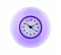 DeWin Horloge Murale, Mini Mignon Salle de Bains Cuisine Miroir Aspiration Horloge Murale Douche étanche Quartz Horloges Décoration Violet 8,6 cm