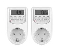 DEWIN Minuterie numérique, 2300 W 10 A 230 V Minuterie Prise numérique pour intérieur, avec 16 programmes de commutation configurables, avec écran LCD (2 unités)