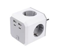 DewinLVD Multiprise USB, 8 en 1 Murale Prise avec Multiple Secteur USB, Cube Chargeur avec 4 Prises 4000W 16A (2 Type C et 2 USB A) Adaptateur Multiprise Cube pour Le Bureau à Domicile