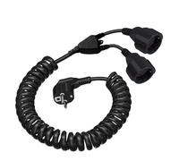 DewinLVD Rallonge, Rallonge Spiralée avec Prise de Sécurité, 2 m IP20 Max Câble Spiralé H05VV-F 3G 250V 16A Max 3680W pour Le Télétravail Noir