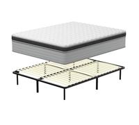 DEWINNER-140x190 Ensemble blanc matelas et sommier, epaisseur 25, ressorts ensachés individuellement à haute élasticité, mousse à mémoire de forme ultra-respirante, 9 pieds assurant un soutien parfait