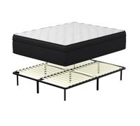 DEWINNER-140x190 Ensemble Noir Matelas et sommier, epaisseur 25, Ressorts ensachés Individuellement à Haute élasticité, Mousse à mémoire de Forme Ultra-Respirante, 9 Pieds assurant Un Soutien Parfait