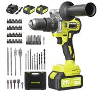 DEWINNER 21V Brushless Cordless Drill, Compatible with Makita 2x4.0Ah, 13mm Keyless