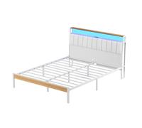 DEWINNER Cadre de lit 140x200 cm, avec base métallique, équipé d'un éclairage LED
