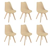 DEWINNER Chaises de salle à manger, lot de six, couleur beige, rembourrées