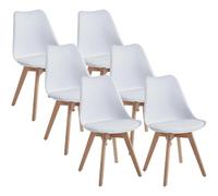 DEWINNER Chaises de Salle à Manger scandinave, Chaise de Bureau rétro, Blanc, Lot de 6