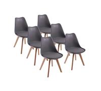 DEWINNER Chaises de Salle à Manger scandinave, Chaise de Bureau rétro, Gris, Lot de 6
