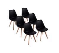 DEWINNER Chaises de Salle à Manger scandinave, Chaise de Bureau rétro, Noir, Lot de 6