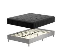 DEWINNER Ensemble 160x200cm Matelas à ressorts + Cadre de lit Plateforme Capitonné