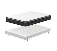 DEWINNER Ensemble Matelas et Sommier 120x190, Lit 120x190 avec Sommier tapissier et Matelas Ressorts Ensachés 120x190x25,9 Pieds Inclus (Pack Matela 120 x 190+Sommier tapissier)