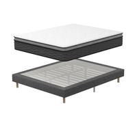 DEWINNER Ensemble Matelas et Sommier 140x190, Lit 140 x 190 avec Sommier tapissier et Matelas Ressorts Ensachés 140x190x30,9 Pieds Inclus (Pack Matela 140x190,épaisseur 30cm+Sommier tapissier Gris)