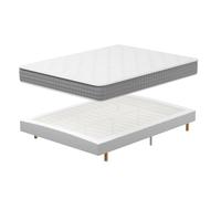 DEWINNER Ensemble Matelas et Sommier 160x200, Lit 160x200 avec Sommier tapissier et Matelas Ressorts Ensachés 160x200x20,9 Pieds Inclus (Pack Matela 160 x 200+Sommier tapissier)
