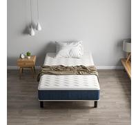 DEWINNER Ensemble Matelas + sommier (90 x 190cm), Matelas en Mousse A Mémoire et Robuste Cadre de lit en Fer avec 6 Pieds, Lit Complet, épaisseur 15cm, Ergonomique,Hypoallergénique