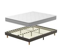 DEWINNER Ensemble Sommier et Matelas 120x190 cm, Lit Une Personne Complet avec Sommier Tapissier et Matelas Ressorts Ensachés 120x190x20, Confort, Respirant (Matelas 120x190x20+Sommier) Marron