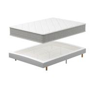 DEWINNER Ensemble Sommier et Matelas 160x200 cm, Lit 2 Personnes Complet avec Sommier