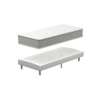 DEWINNER Ensemble Sommier et Matelas 90x190 cm, Lit Une Personne Complet avec Sommier