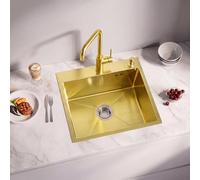DEWINNER Évier de Cuisine en Acier Inoxydable 40 X 45 cm, Évier Encastrable avec Trou Pour Robinet et Trop-Plein, 1 Bac Rectangulaire, Évier de Cuisine Pour Meuble Bas de 40 cm