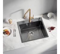 DEWINNER Évier de Cuisine en Acier Inoxydable 40 X 45 cm, Évier Encastrable avec Trou Pour Robinet et Trop-Plein, 1 Bac Rectangulaire, Évier de Cuisine Pour Meuble Bas de 40 cm