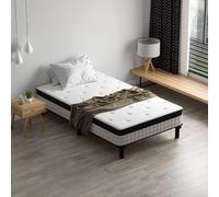 DEWINNER Lit combiné avec matelas à ressorts et cadre de lit en fer, 18 cm d'épaisseur