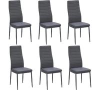 DEWINNER Lot de 6 chaises de salle à manger, gris, chaise de bureau