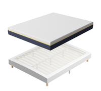 DEWINNER Matelas Mousse à Mémoire 160x200 cm + Sommier Tapissier, Épaisseur 17 cm