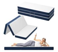 DEWINNER Matelas Pliant Triple,160x195x15cm, Matelas d'invité Polyvalent, 15cm Mousse épaisse, Housse Amovible et Lavable en Machine, Poignée de Transport pour faciliter Le Transport